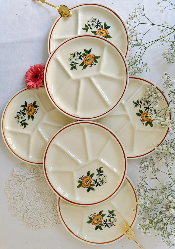 Lot De 6 Assiettes à Fromage Gien – Porcelaine, France – Diamètre 19 Cm – Bon état