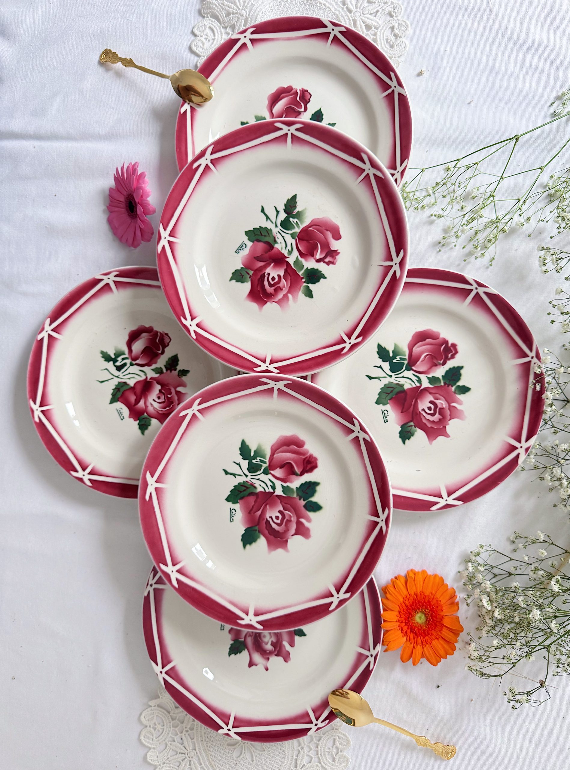 6 assiettes à dessert Sarreguemines Cibon