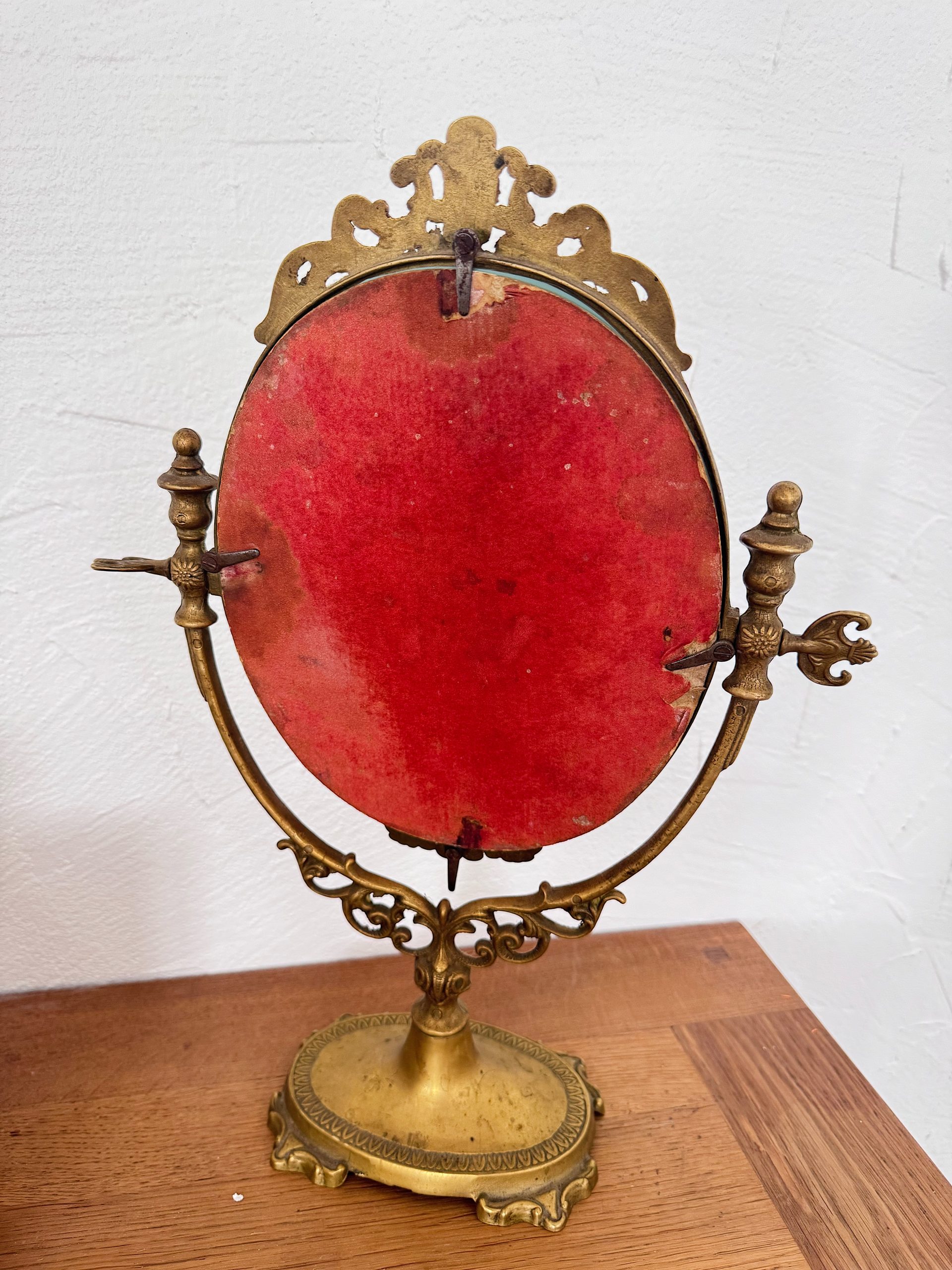 Ancien miroir psyché pivotant laiton doré – Image 2