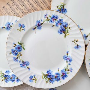 6 assiettes plates Aderley fleurs bleues