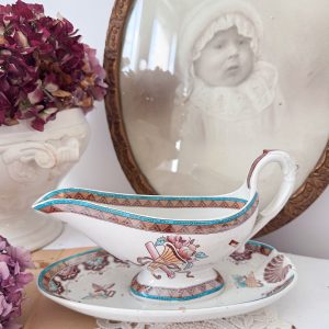 Saucière polychrome terre de fer Sarreguemines Chinois