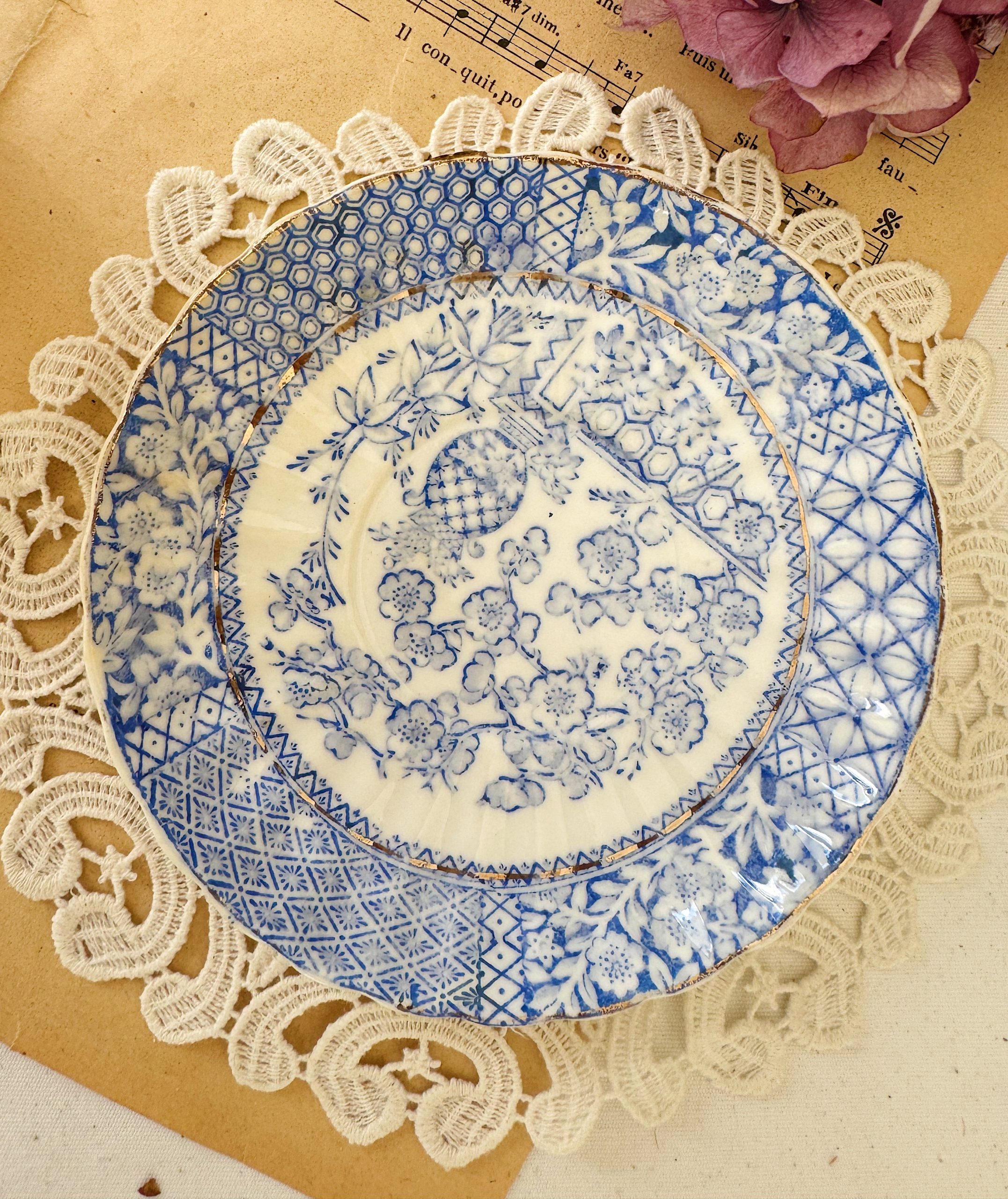 Tasse porcelaine anglaise fleurs bleues – Image 2