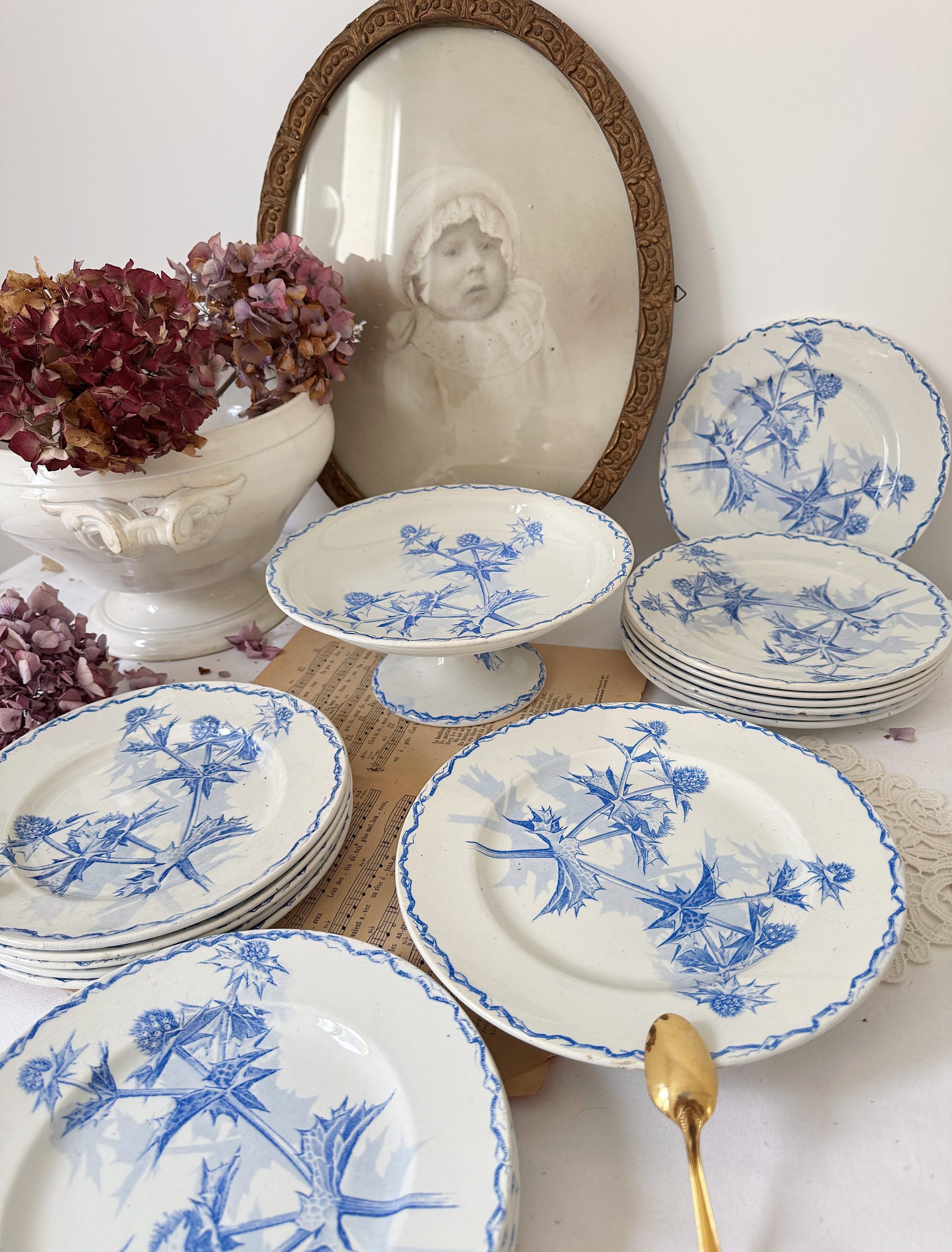 Assiette sur pied Creil et Montereau chardon – Image 3