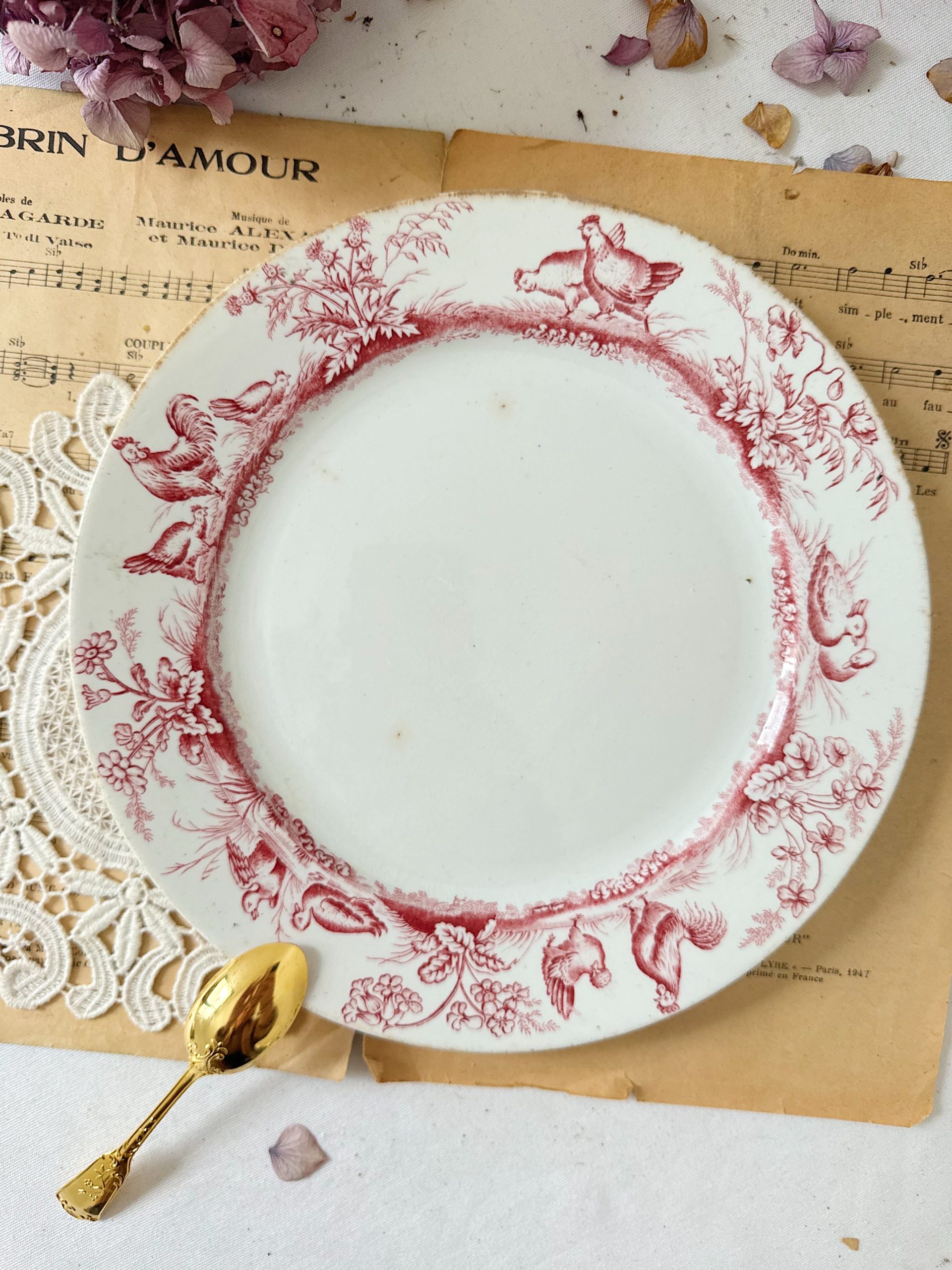Assiette rose Brown Westead Moore (reservée Pauline) - Le Grenier d'Adèle