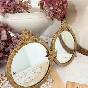 Double miroir sur pied laiton style Napoléon III