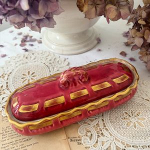 Porte savon Sarreguemines rose et doré