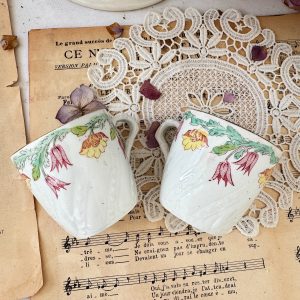 Tasse à café polychrome Lunéville Pourpier