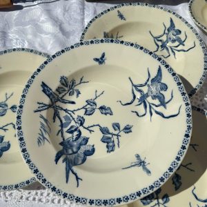 4 assiettes creuses terre de fer oiseaux chanteurs