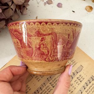 Bol patiné rose décor de campagne (reservé)