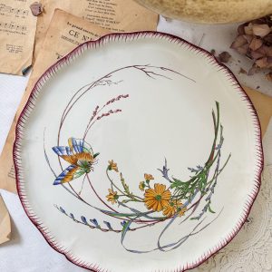 Plat à tarte polychrome Sarreguemines Papillon