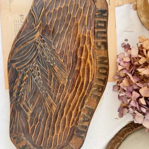 Plat ovale ancien bois "notre Pain quotidien"