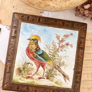 Grand dessous de plat polychrome faisan