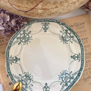 Assiette plate verte Longwy Compiègne