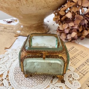 Coffret à bijoux ancien en verre biseauté Napoléon 3