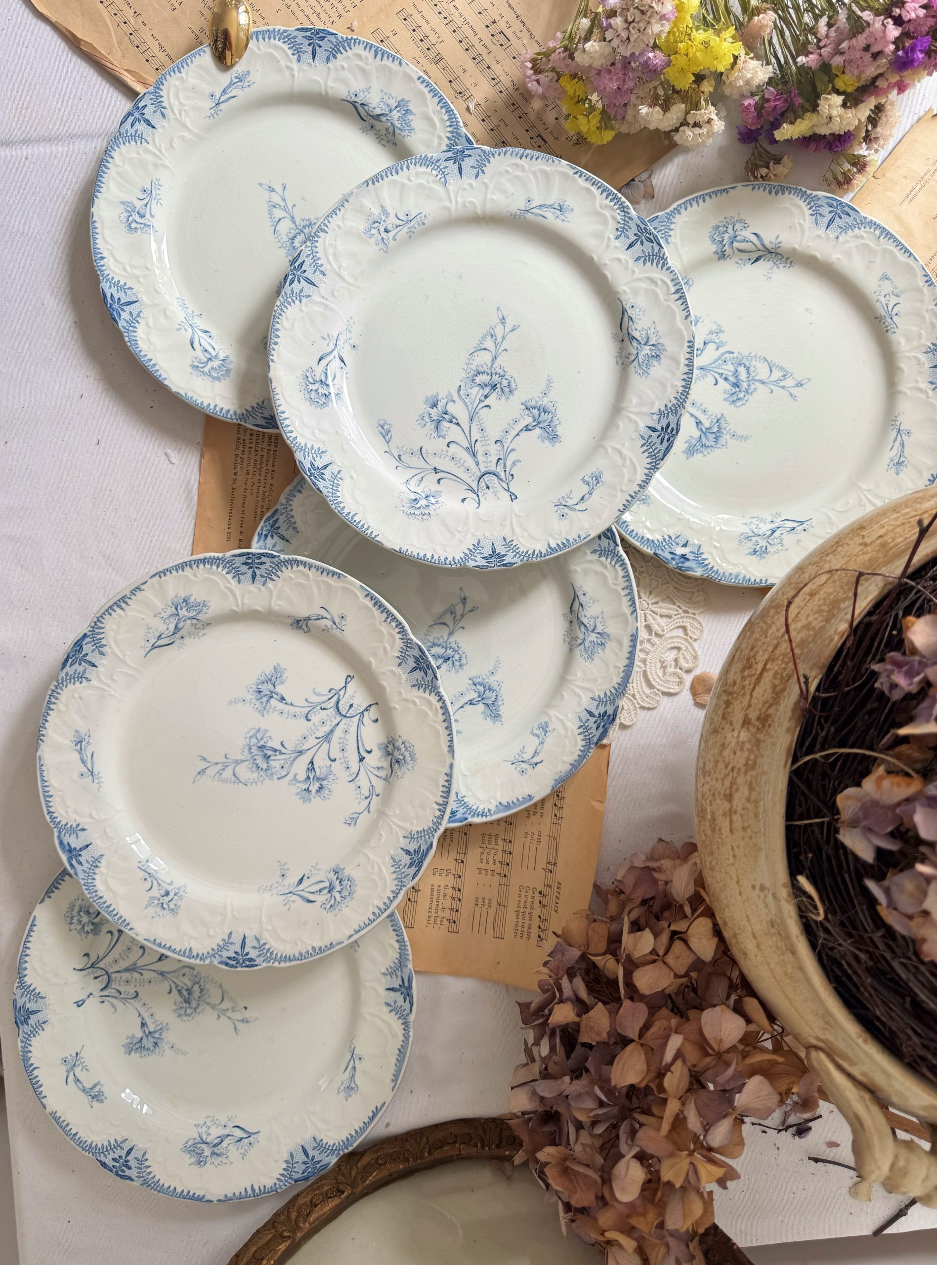 6 assiettes plates Lunéville oeillets Hélène – Image 2