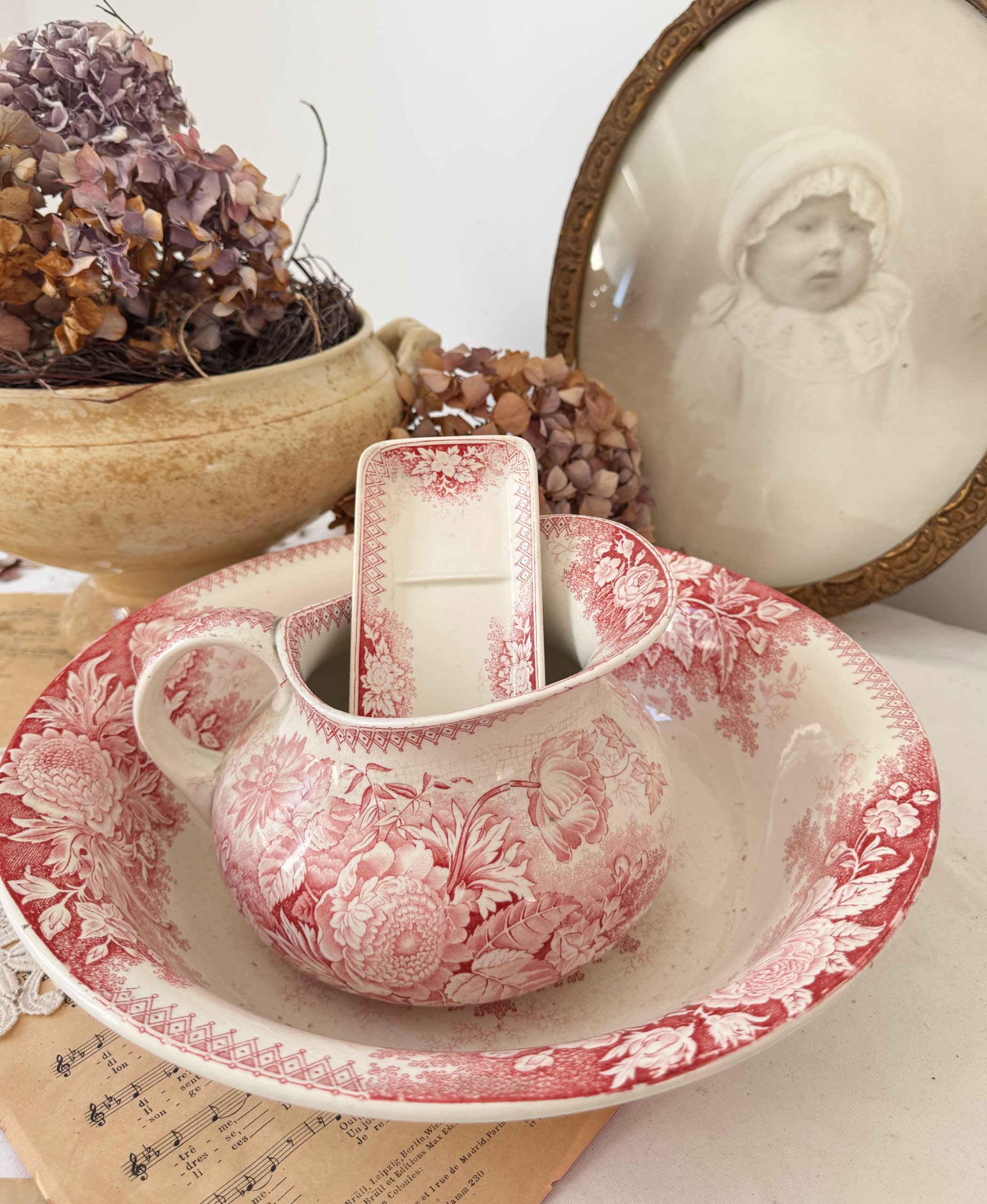 Ensemble de toilette Sarreguemines Jardinière rose