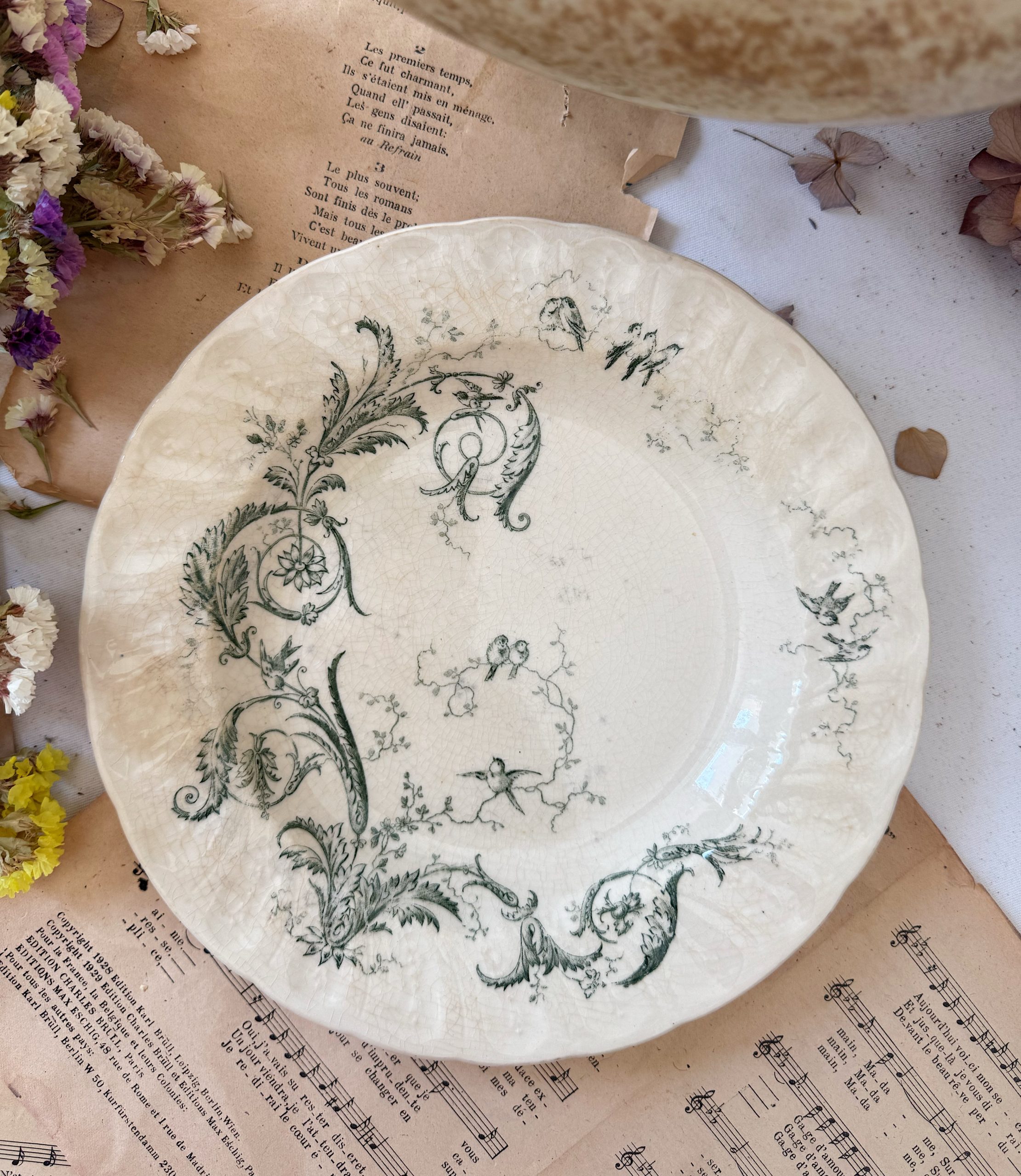 Assiette creuse Gien Rinceaux