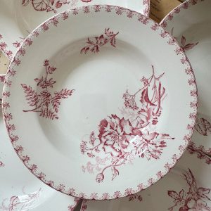 6 assiettes creuses roses Sarreguemines Vega