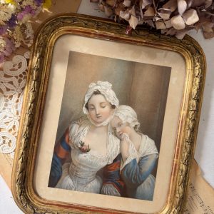 Chromolithographie des "deux soeurs" d'après JB Greuze