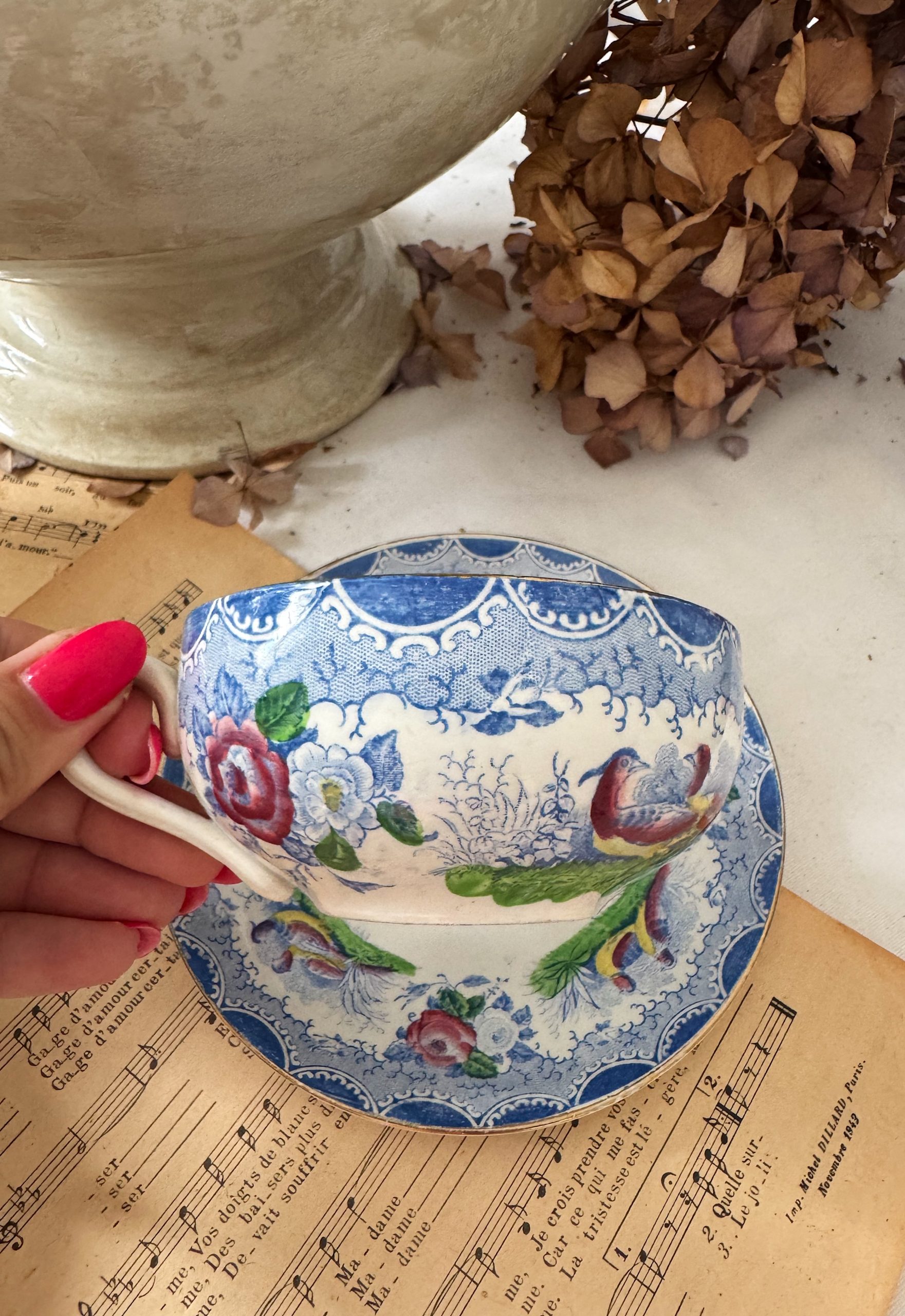 Tasse polychrome Sarreguemines oiseau de paradis