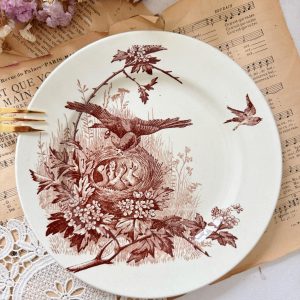 Lot Assiette plate sépia JVB oiseaux x coquetier oiseaux (réservé Carine)