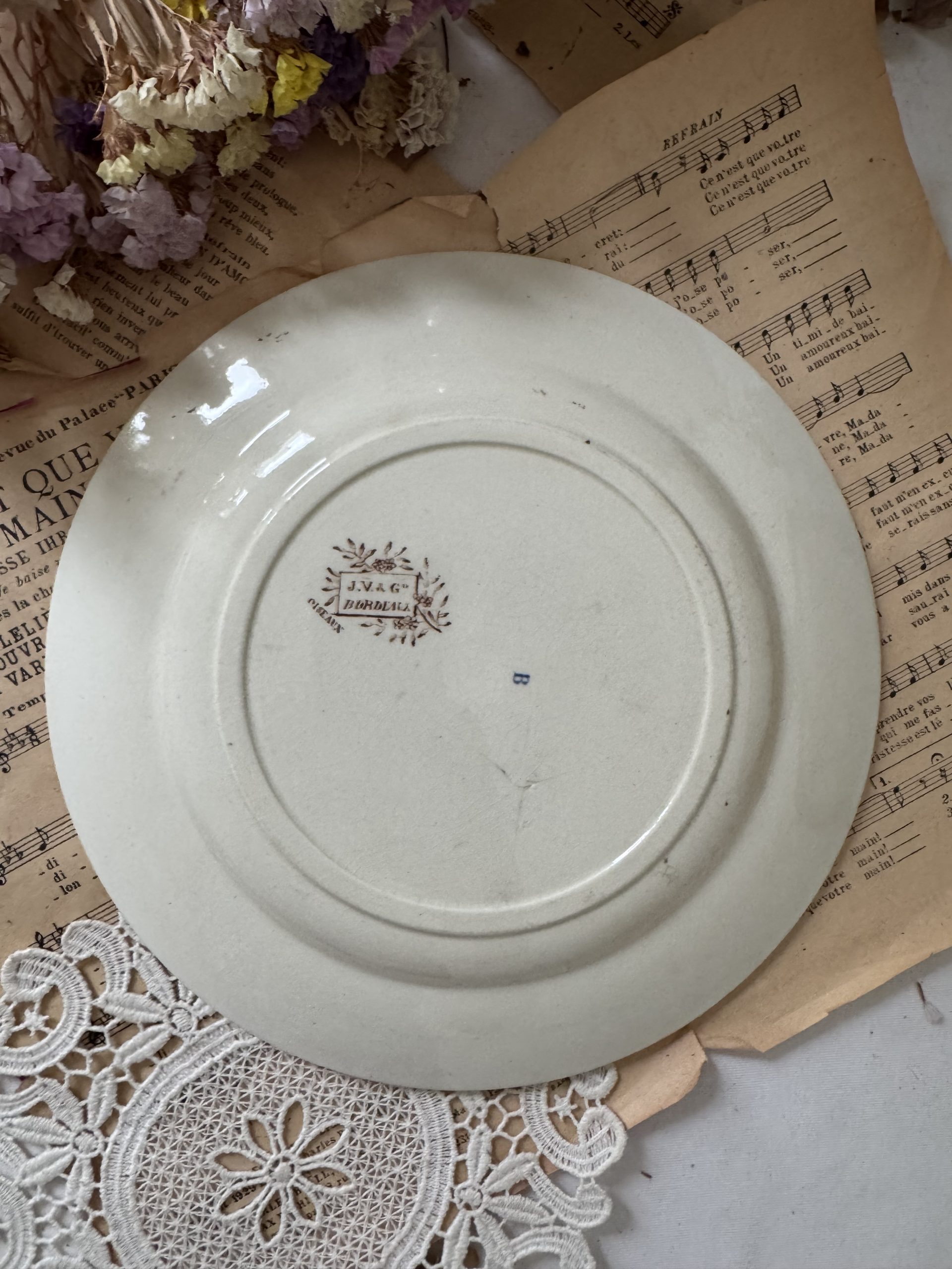 Lot Assiette plate sépia JVB oiseaux x coquetier oiseaux (réservé Carine) – Image 2