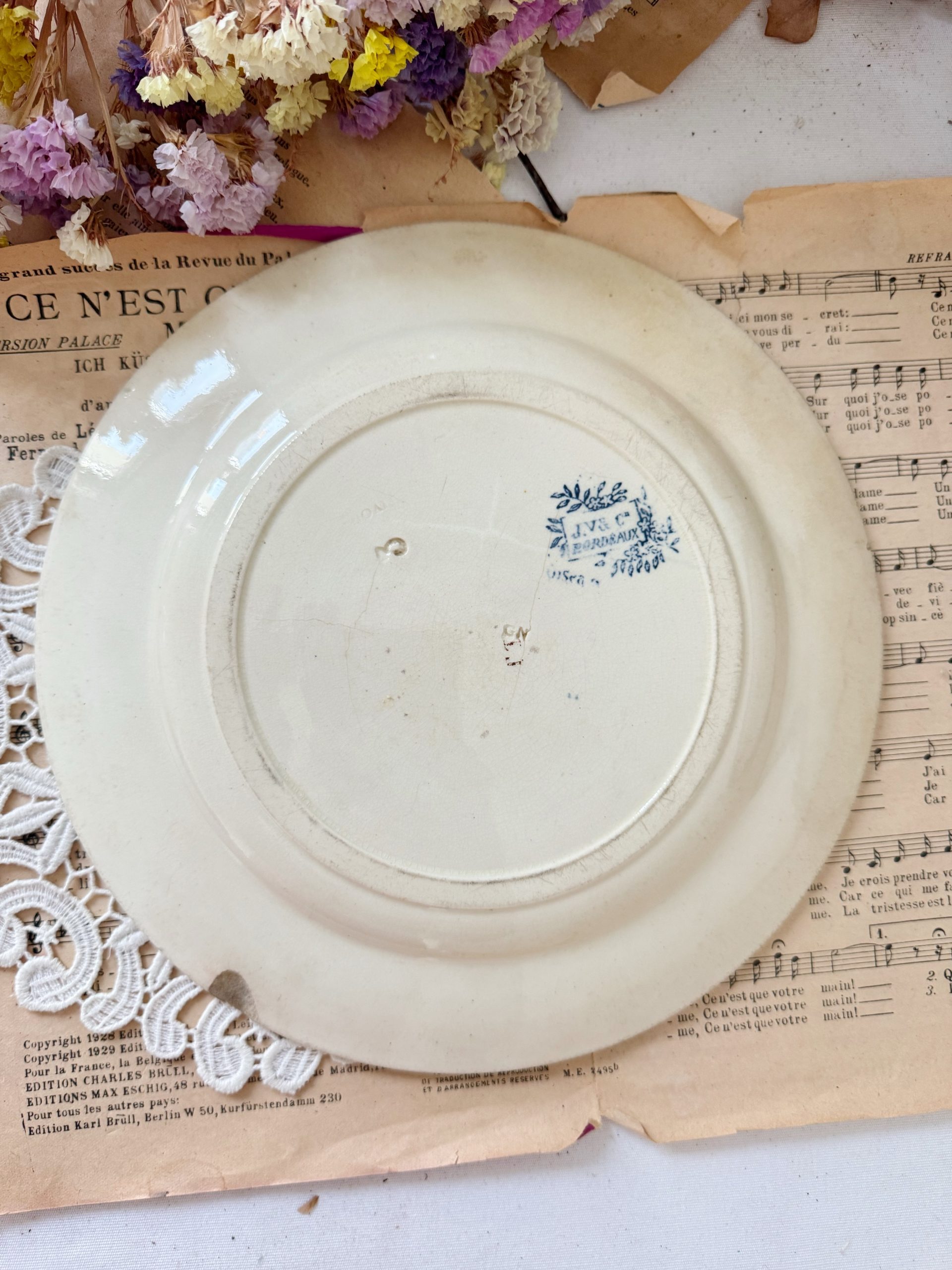 Assiette plate bleue Jules Vieillard oiseaux – Image 2